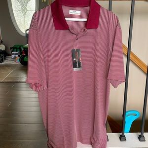 Grand slam maroon and white striped mens polo